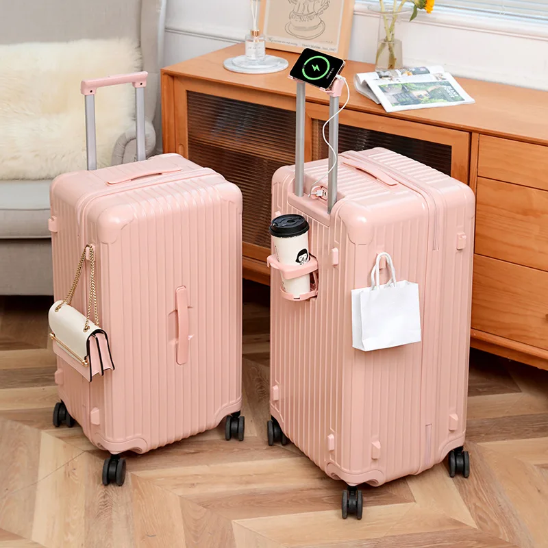 PLUENLI Zipper Suitcase Charging Multifunctional Trolley Case College Student Luggage Large Capacity Sports Box