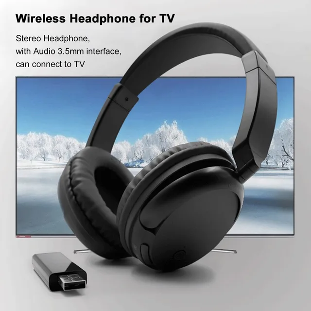 FM Wireless Headphones Over Ear Music Earphones with Transmitter 3.5mm Wired Headset Support FM Radio for TV PC Phones MP3 1