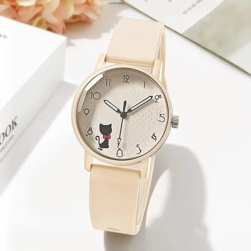 Cute Girl Quartz Watch Lovely Cat Dial  Silicone Strap Women Wristwatches Sport Ladies Watches Relógio Feminino Birthday Gift 3