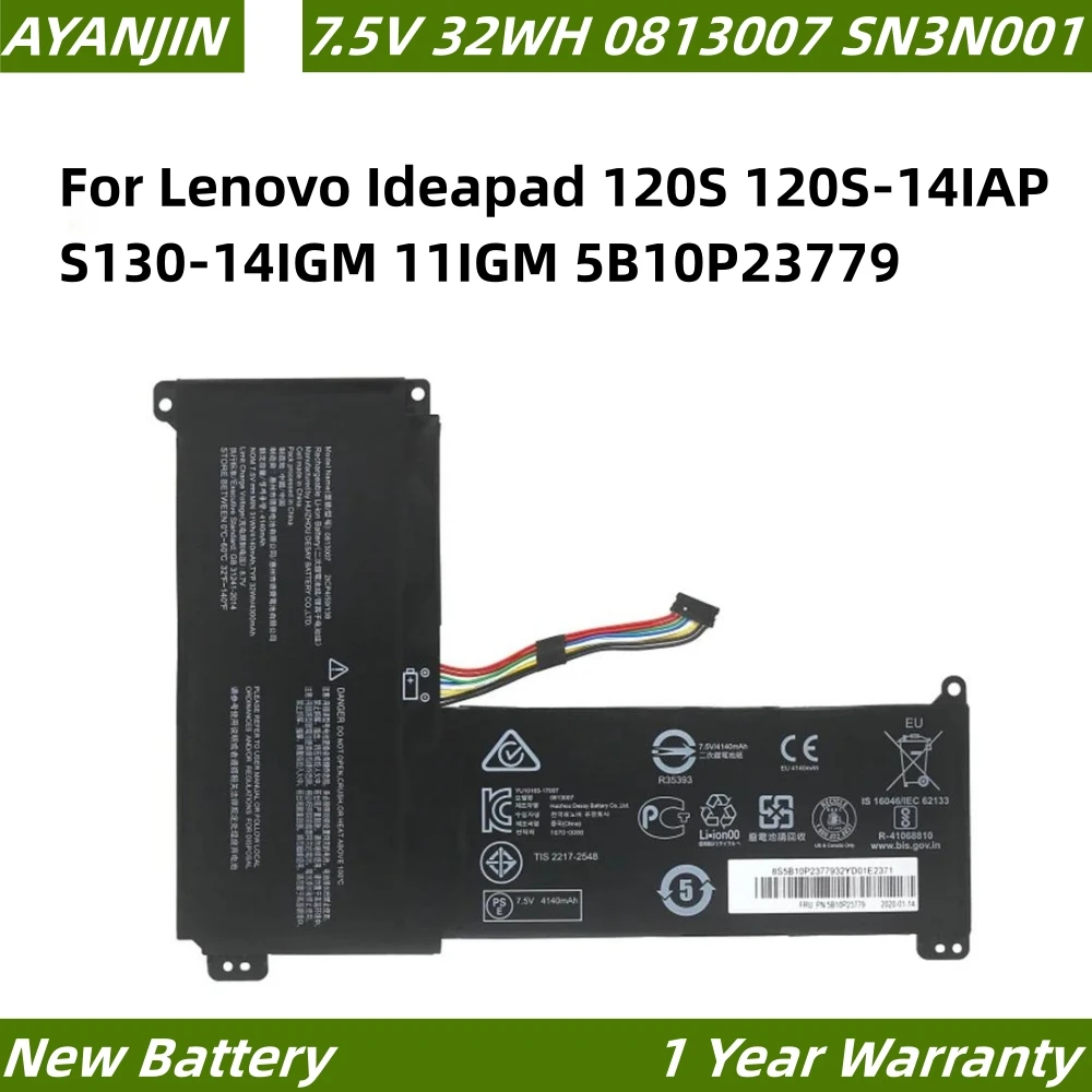 

0813007 7,5 V 4300mAh Аккумулятор для ноутбука Lenovo Ideapad 120S 120S-14IAP S130-14IGM 11IGM 5B10P23779 2ICP4/59/138 SN3N001