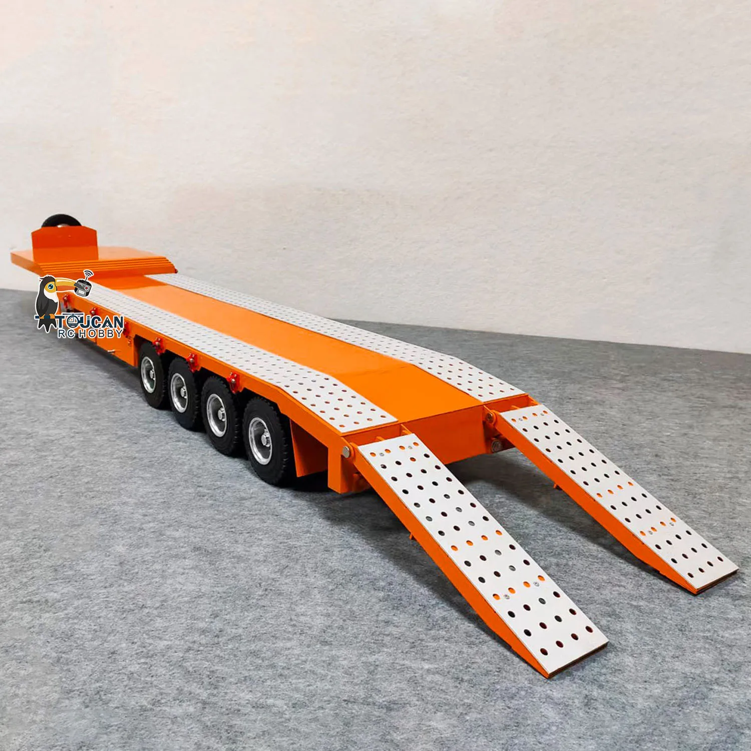 1/14 Metal Trailer 3 Axles 2-section Electric Tailboard Painted Finished Parts for Toys RC Tractor Truck Cars Vehicle TH23504 6