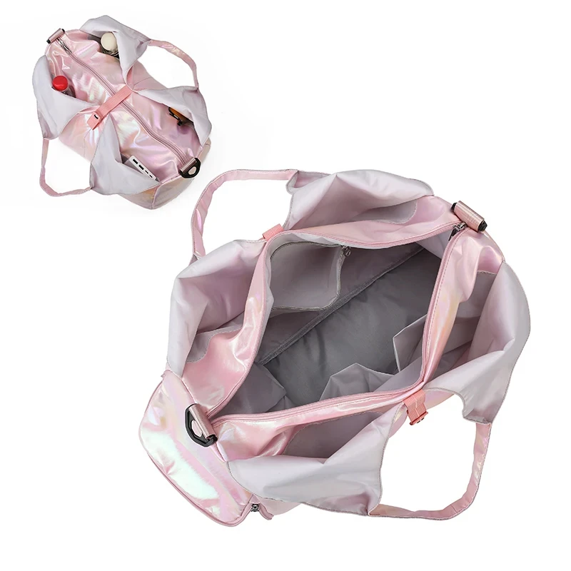 Women Sports Handbag Yoga Fitness Training Bag Fashion Laser Tote Bags Shiny Duffle Handbags Lightweight Carry On Shoulder Pack 4