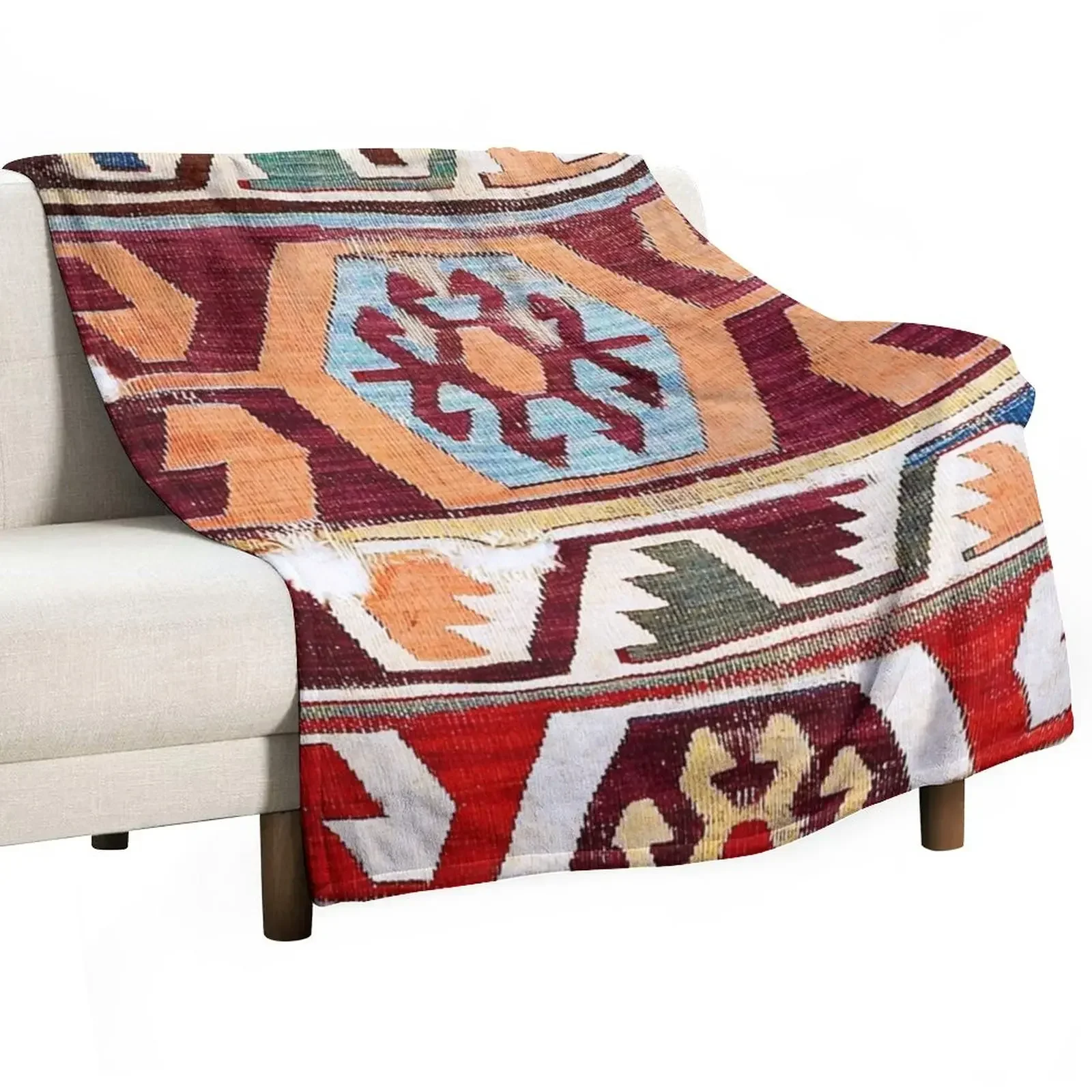 

Konya 18th Century Central Anatolian Kilim Print Throw Blanket Polar Soft Beds Blankets