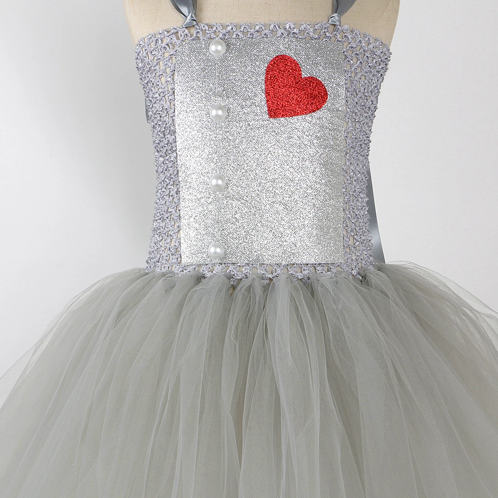 Gray Tin Man Halloween Costumes for Girls Scarecrow Tutu Dress for Kids Birthday Party Outfit Children Storybook Fancy Clothes