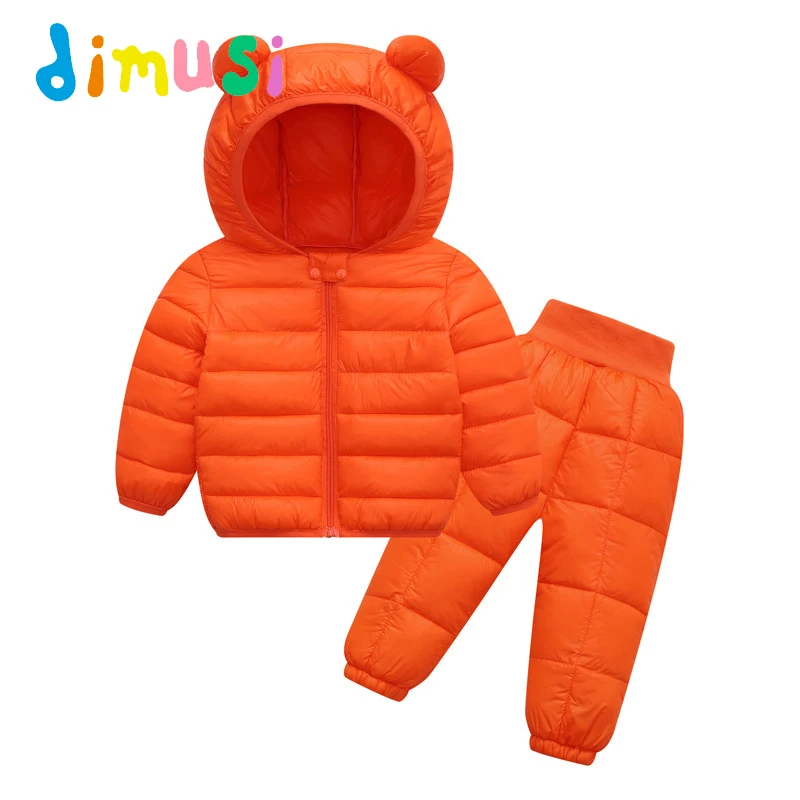 

Комплект зимней детской одежды DIMUSI, модный теплый комплект из куртки с подкладкой и штанов для мальчиков и девочек, детский плотный теплый костюм из 2 предметов, одежда на возраст 6 лет