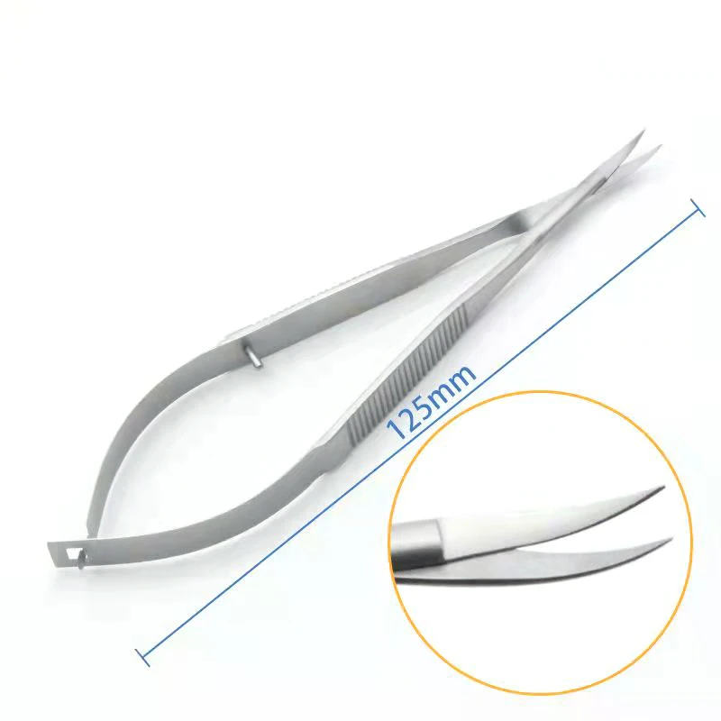 Stainless Steel Round Handle Straight Corneal Scissors 12.5cm
