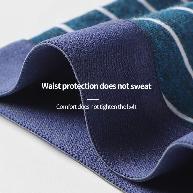Nanjiren Men Underwear Double Crotch Durable Boxer Cotton Striped Underpants High Elsatic Big U Warehouse Breathable Male Pantie