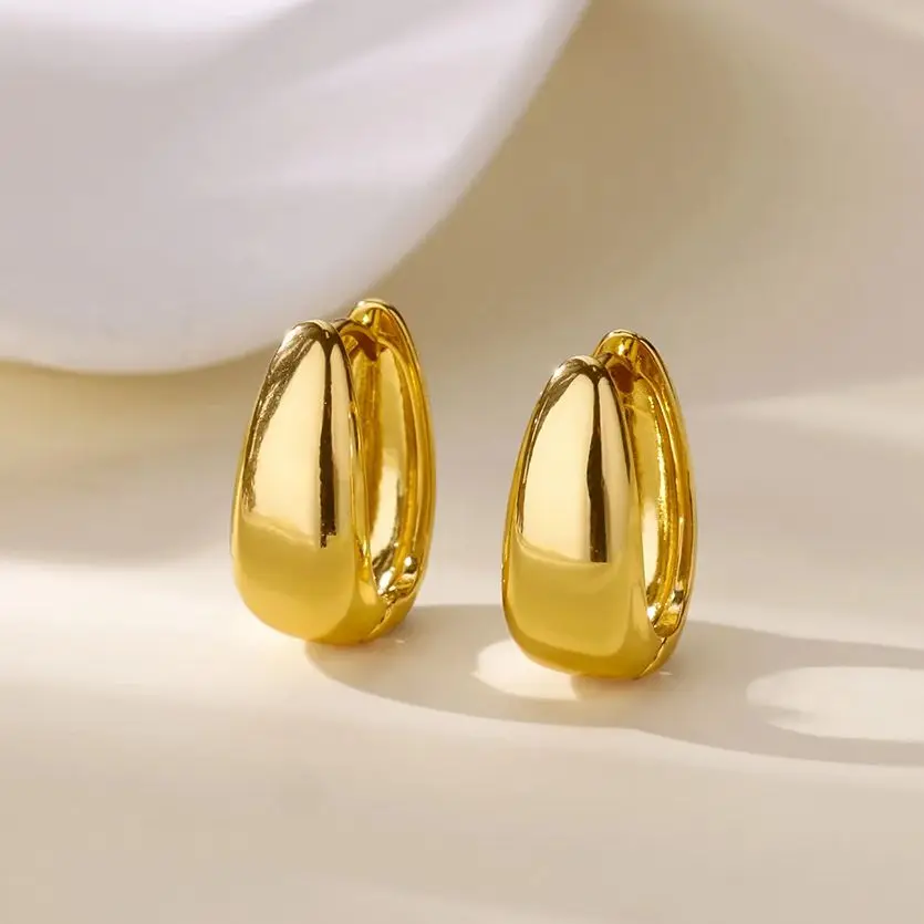 Classic U-Shaped Stainless Steel Earrings Gold Color