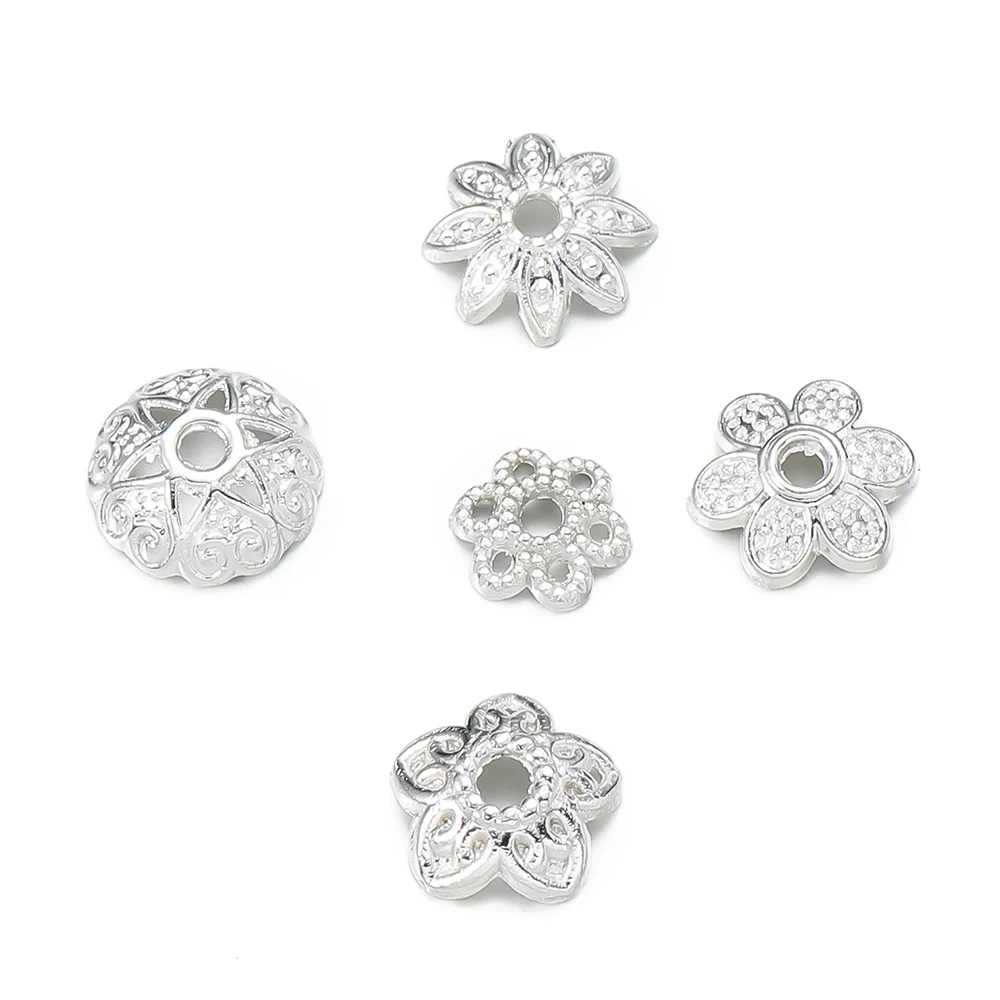50 Stück 5 Größen Legierung Blumenperlen Kappe Blumen Verbinder für Armband Halskette Schmuckherstellung Zubehör – Detail 6