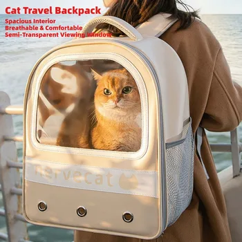 Large Capacity Cat Backpack Portable Breathable Pet Carrier for Outdoor Travel with Your Cat