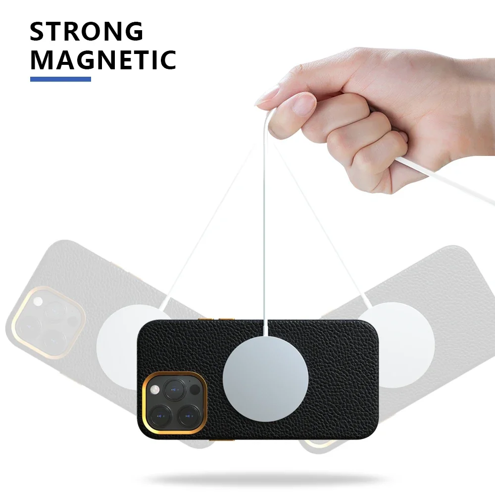 Zuoekai-capa de Couro Original com Magsafe Carregamento sem Fio Caixa Magnética para Apple Iphone 14 13 12 Pro Max - Image 4