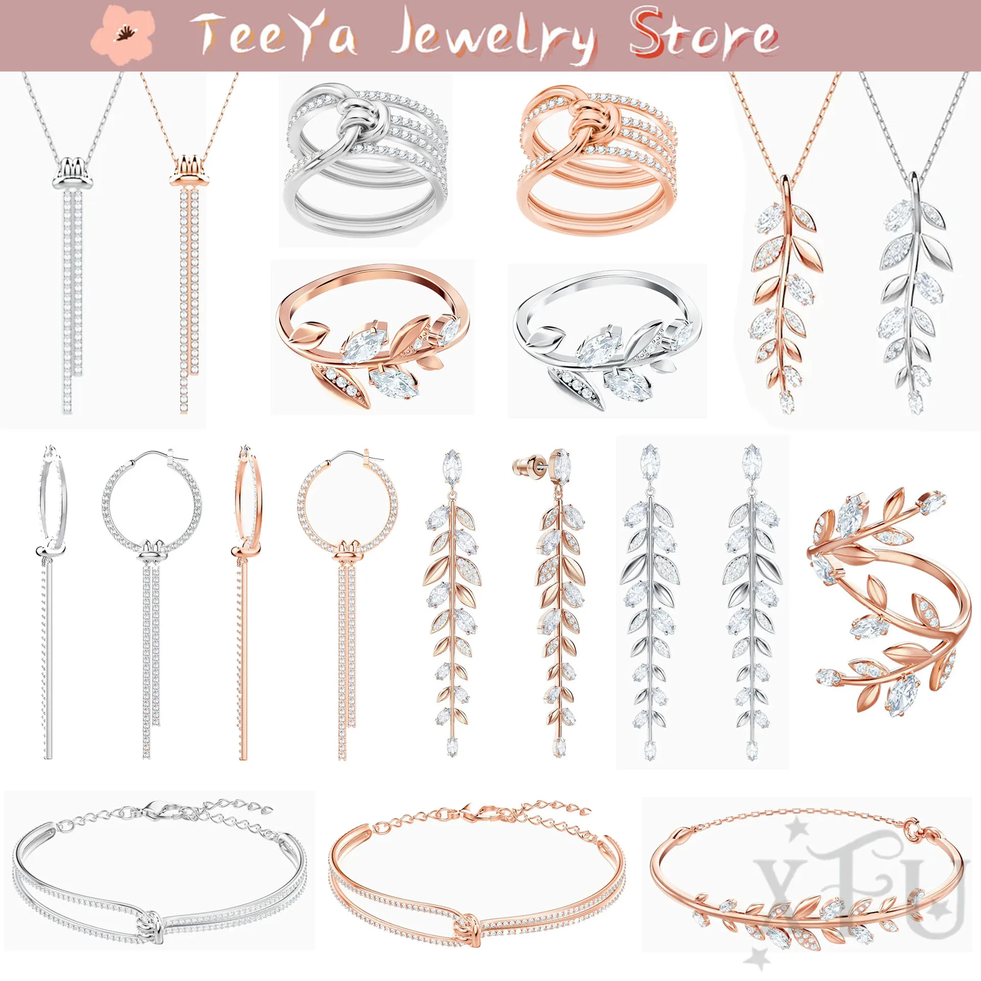 

2024 Original Christmas Gift Fine Jewelry Sets Charms MAYFLY Leaf Crystal Earrings Necklaces Bracelets XFU for Woman With Logo