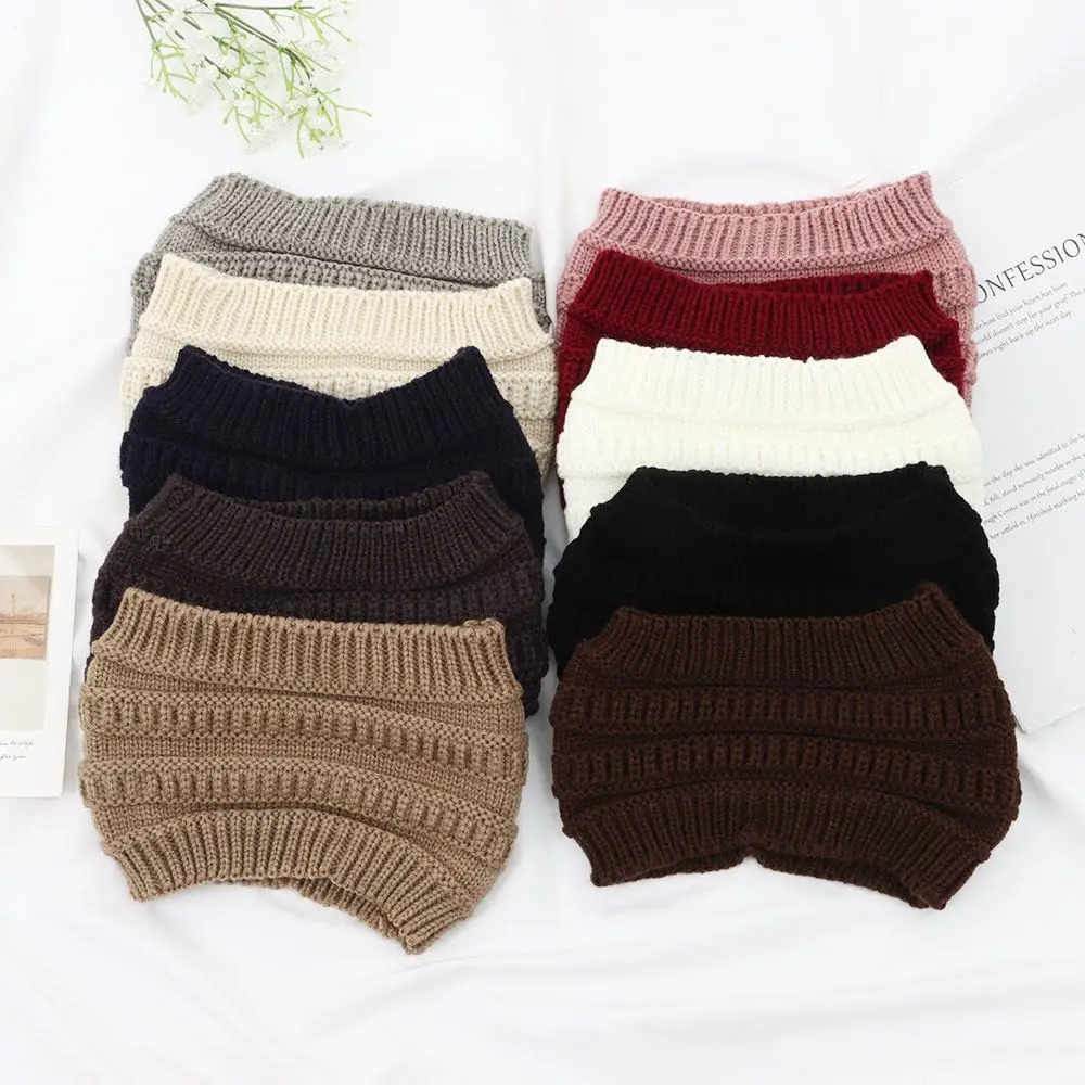 1 Stück Stricken Stirnband Pferdes chwanz Mütze Hut Winter warmes Ohr Frauen breite Turban Haarschmuck Mädchen Haarband Kopf wickel – Detail 6