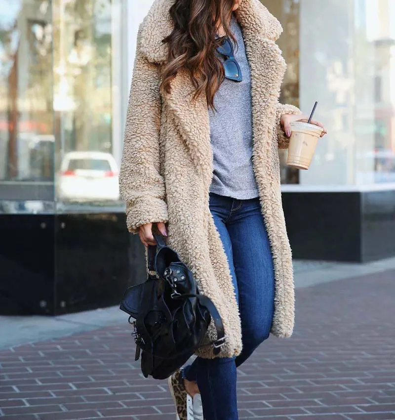 2023 Autumn Long Winter Coat Woman Faux Fur Coat Women Warm Ladies Fur Teddy Jacket Female Plush Teddy Coat Plus Size Outwear