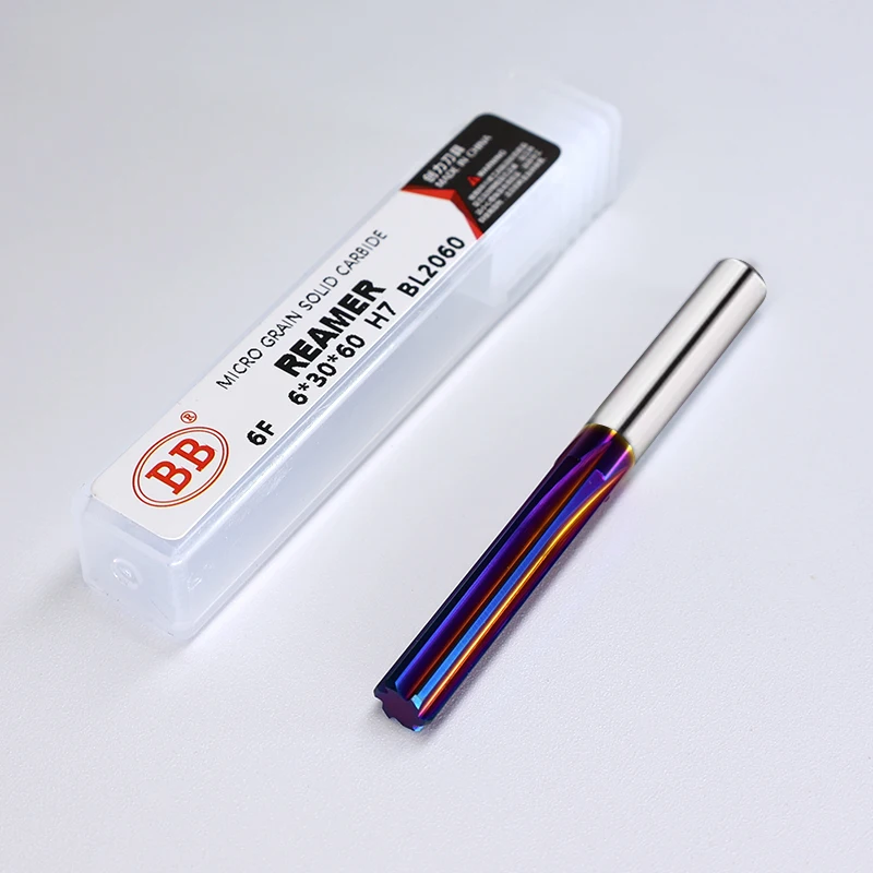 BB Carbide Reamer CNC Machine Hole Deburring Tool Blue Coating HRC60 Lath Cutter Drill Stainless Steel Hard Steel 6mm 8mm 1PCS carbide reamer