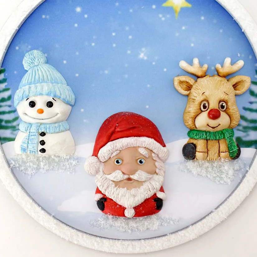 Santa Claus Schneemann Rentier Weihnachten Silikon Sugar craft Cupcake Backform Fondant Kuchen Dekorations werkzeuge – Detail 8