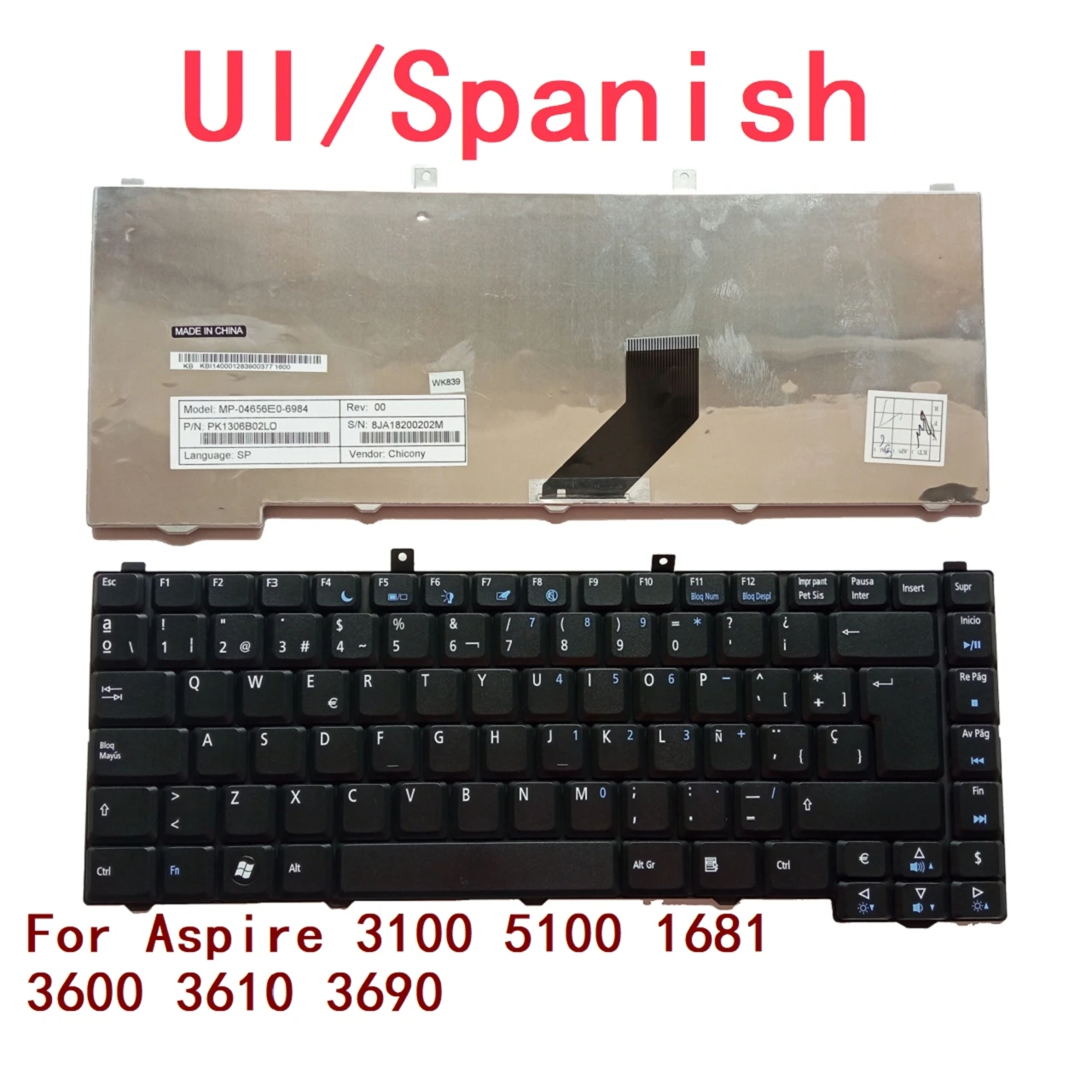 

Клавиатура для ноутбука Acer Aspire 3100 5100 1681 3600 3610 3690