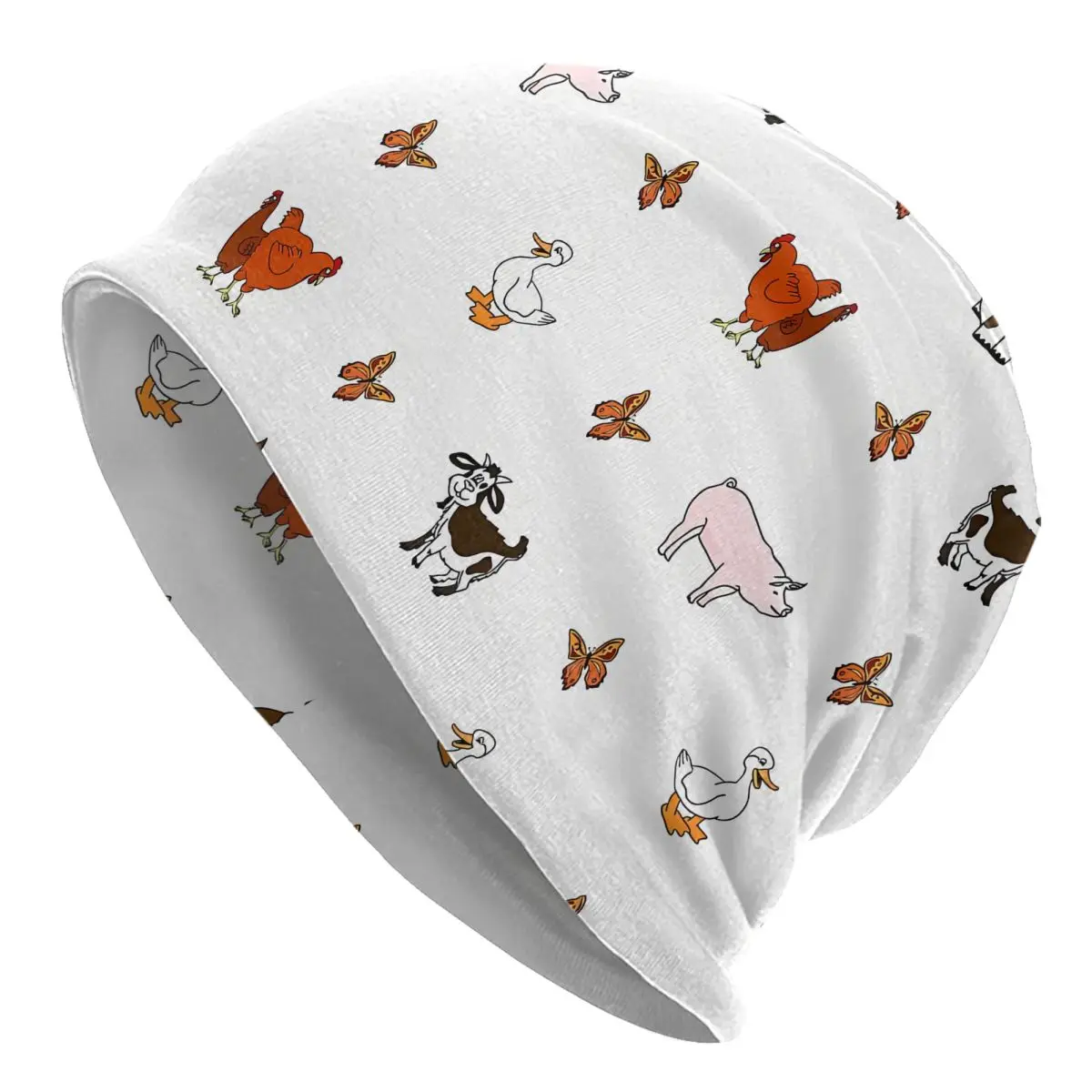 

Hat Farm Animals Fun Throw Pillow Outdoor Caps For Men Women Cow and Chicken Skullies Beanies Ski Caps Cotton Bonnet Hats