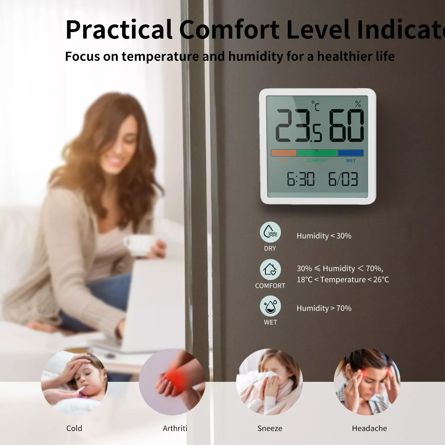 LCD Digital Hygrothermograph Indoor Thermometer Hygrometer Home Bedroom  Baby Room Environment Monitor Temperature Humidity Meter - AliExpress