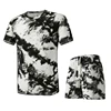 Summer Mens Sports 2 pieces Sets Corduroy Quick Dry Suit Casual Running Tracksuit Gym Fitness Set T Shirts Shorts Men Sportswear 4
