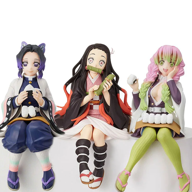 Demon Slayer Figure Anime Nezuko Tanjirou Shinobu Zenitsu Hashibira Inosuke  Eat Rice Balls PVC Action Figurine Kimetsu No Yaiba 10CMNo Box