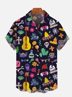 Men's Shirt Mexican Party Creative 3D Printed Tops Summer New Hawaiian Casual Loose No pockets Short Sleeve Shirt 1