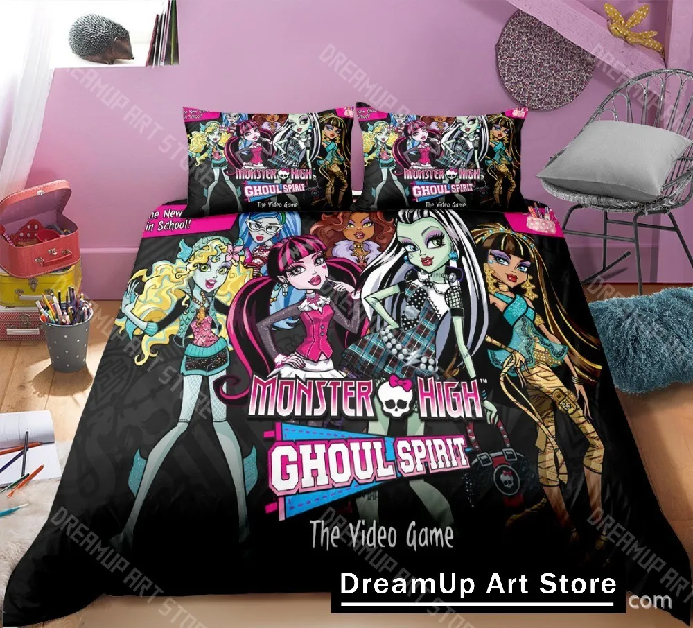 3D Print Cartoon Monster High Bedding Set Boys Girl Twin Queen King Size Duvet Cover Pillowcase Bed boys Adult Home Textiles 6