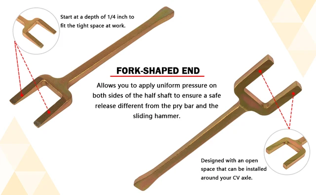 ARES 2-Piece Axle Popper Kit With Fork & Shim - Tool For Breaking CV Axles Loose From Transaxle On FWD Vehicles