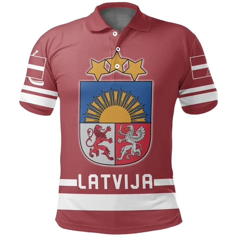 New 3d Printed Latvia Flag Polo Shirt Latvian National Emblem