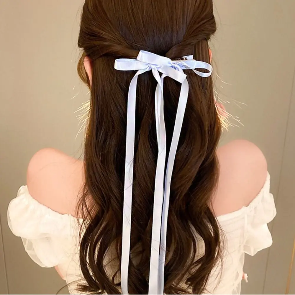 Long Tassel Balletcore Bow Hairpin Simple Y2k Barrettes Bowknot Ribbon Hair Clip Korean Style Headwear Cloth Girl cloth braiding hair tool braiding hair barrettes for girl bow hairpin balletcore hair clip korean style headwear ribbon hairpin