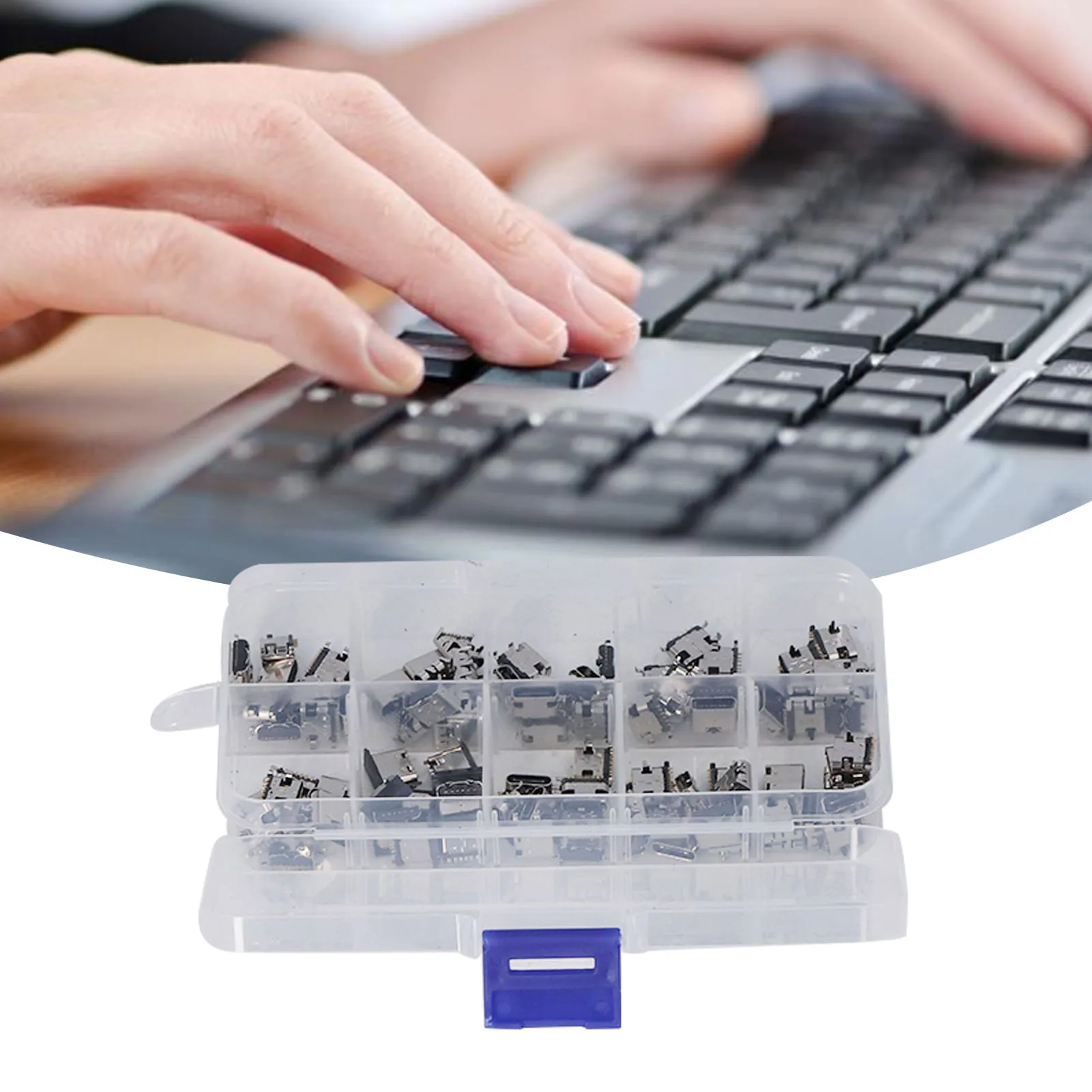 100Pcs TYPE C USB Female Plug Connector Jack Solder Repair Replacement Adapter Assortment Set