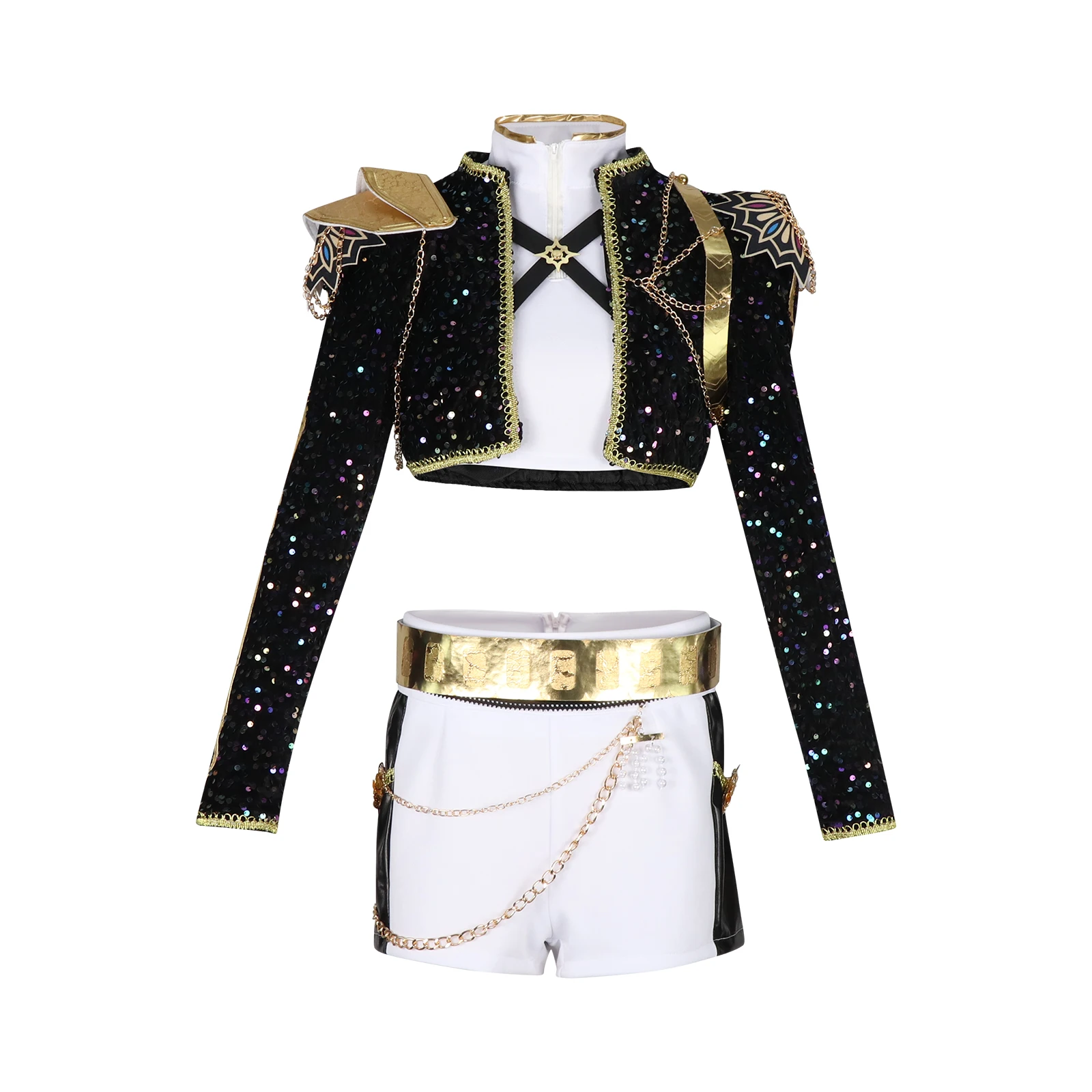cosplay costume top and shorts detail
