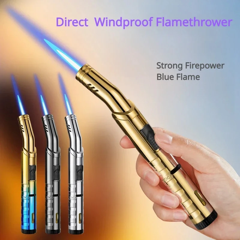 

Metal Windproof Direct Punch Blue Flame Turbo Torch Butane Gas Lighter Visible Gas Window Cigar Outdoor BBQ Portable Lighter