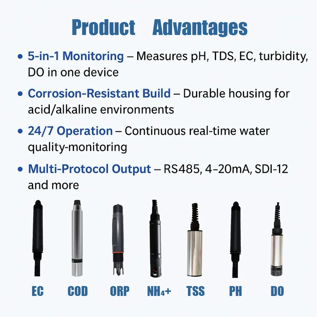 LORA LORAWAN 5 in 1 수질 측정기 PH EC TDS 염도 온도 센서 (산업 실험실용)