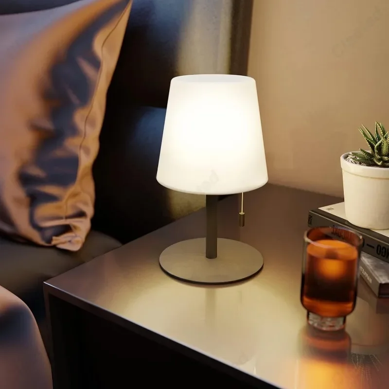 Simple LED Drawstring Adjustable Color Changing Small Desk Lamp USB Charging Bedroom Bedside Lighting Restaurant Atmosphere