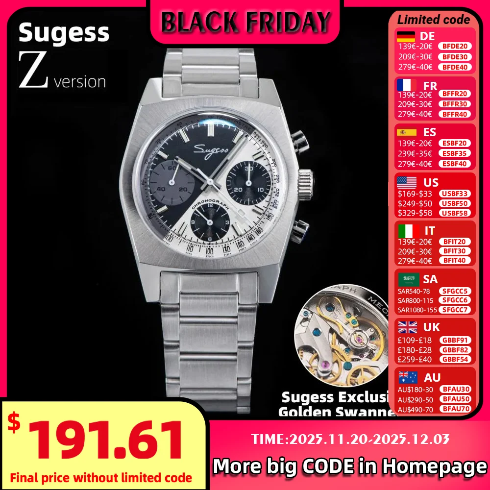 Sugess S419 Series 37mm Original Swanneck Movement Chronograph