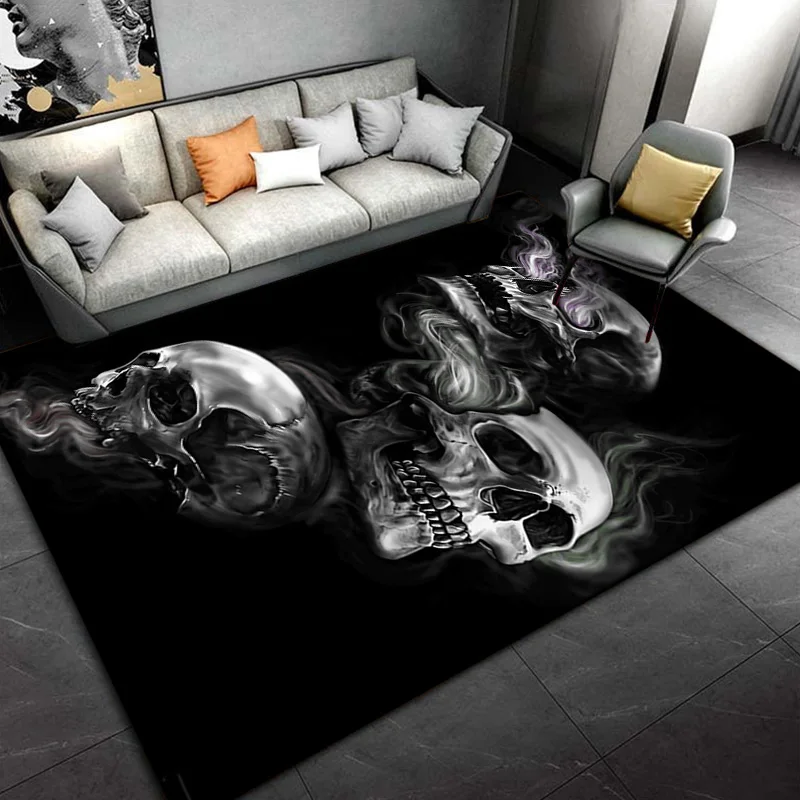 3D Gothic Horror Female Skull Dead Area Rug,Carpet Rug for Home Living Room Bedroom Sofa Doormat Decor,Non-slip Floor Mat cool