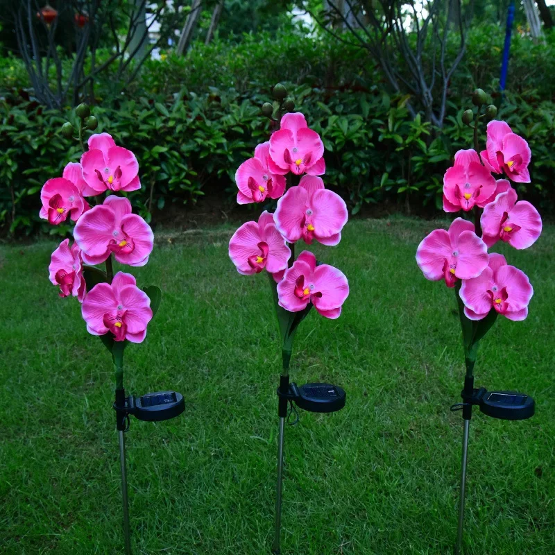 5 LED Solar Garden Decoration Outdoor LED Light Butterfly Orchid Flower Rose Lily Lamp Yard Garden Path Way Lawn Landscape Decor