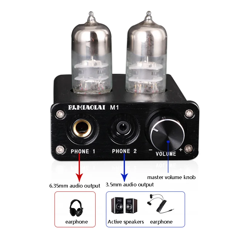 Audiophile Tube Headphone Amplifier 6J9 Tube Mini Audio Preamplifier PC-USB External Sound Card Can Drive 16-600&Omega; Headphones