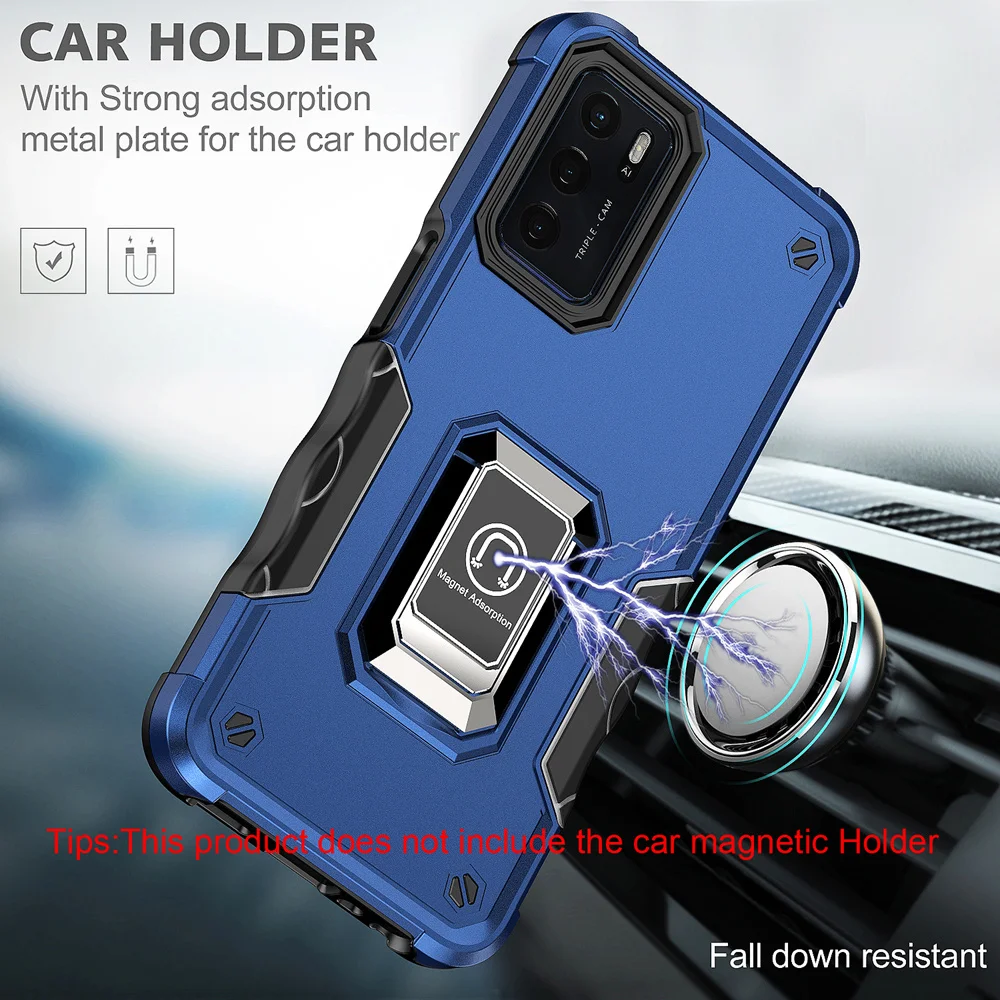 KEYSION stoßfeste Rüstungshülle für OPPO A16 A16S A74 A95 4G, Silikon + PC-Ring-Ständer, Telefon-Rückseite für OPPO Reno 6 5G 6_voghion.com