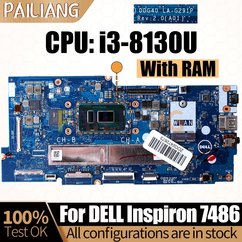 

Для ноутбука DELL Inspiron 7486 материнская плата для ноутбука SR3W0 LA-G291P с оперативной памятью 0WDK4K, полностью протестированная материнская плата