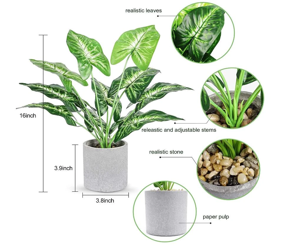 16" Small Fake Plants Artificial Potted Faux Plants Desk Plant for Home