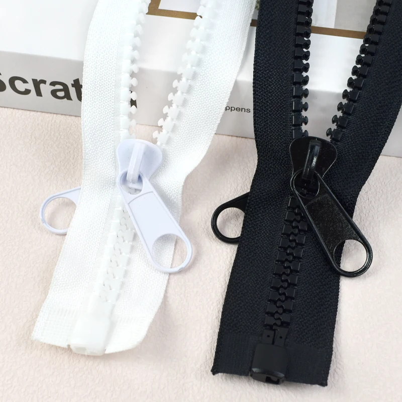 Description Picture 3 of item1/2P Meetee 10# Resin Zippers for Sewing Coat Tent Long Zips Zipper Double Slider Open-End Zip Repair Jacket Bag Accessories