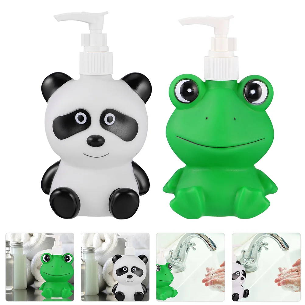 

2 Pcs Cartoon Lotion Packaging Frog Terrarium Sub Bottle Squeeze Press Shampoo Melamine Shower Child Holder
