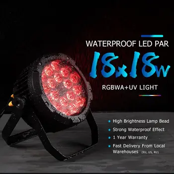 SHEHDS-impermeável LED Par luzes, cor mistura flash, IP65, 18x18W, RGBWA + UV, ao ar livre Stage Show, festa de casamento, DJ Disco, 4 pcs, 2pcs