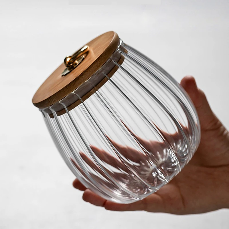 Food Container Glass Jar with Sealed Lid Storage Jar Grains Cookie Coffee Tea Candy Storage Bottle Jars Kitchen Storage Canister 4