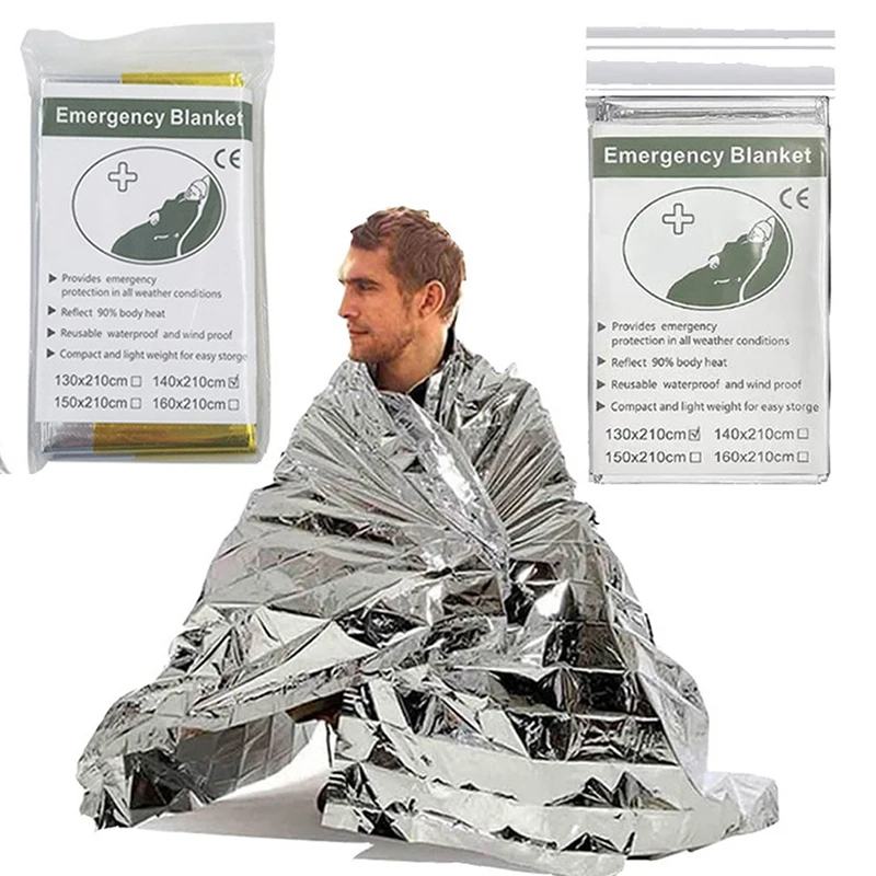 

Emergency Blanket Outdoor Survival First Aid Military Rescue Kit Windproof Waterproof Foil Thermal Blanket for Camping Hiking