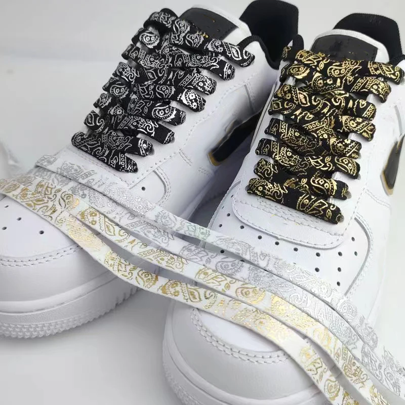 Artistic Cashew Flower Hand-Painted Flat Shoelaces
