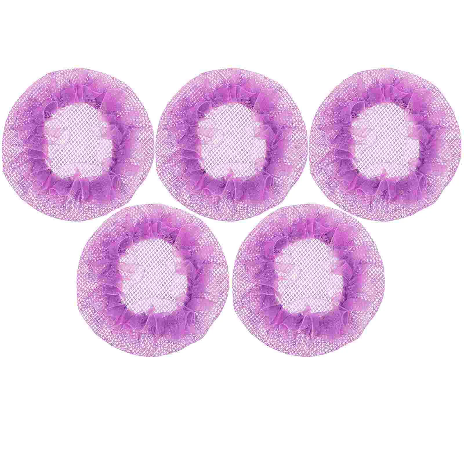 5 Pcs Toppers Snap Claw Clips for Women Bun Nets Ballet Dancing Cover