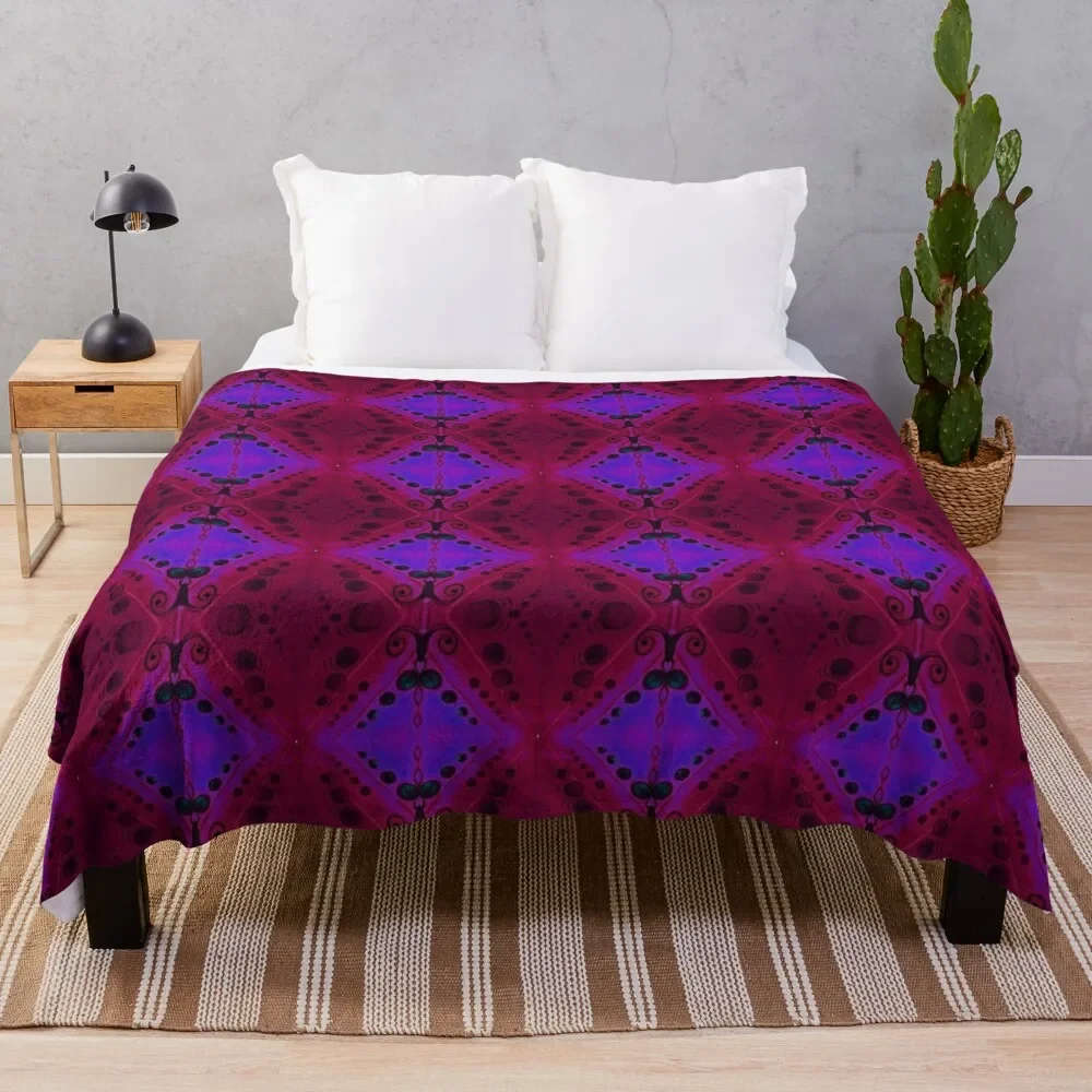 

Red Purple Spiritual Symbol Pattern Throw Blanket Soft cosplay anime Flannel Sofa Throw Blankets